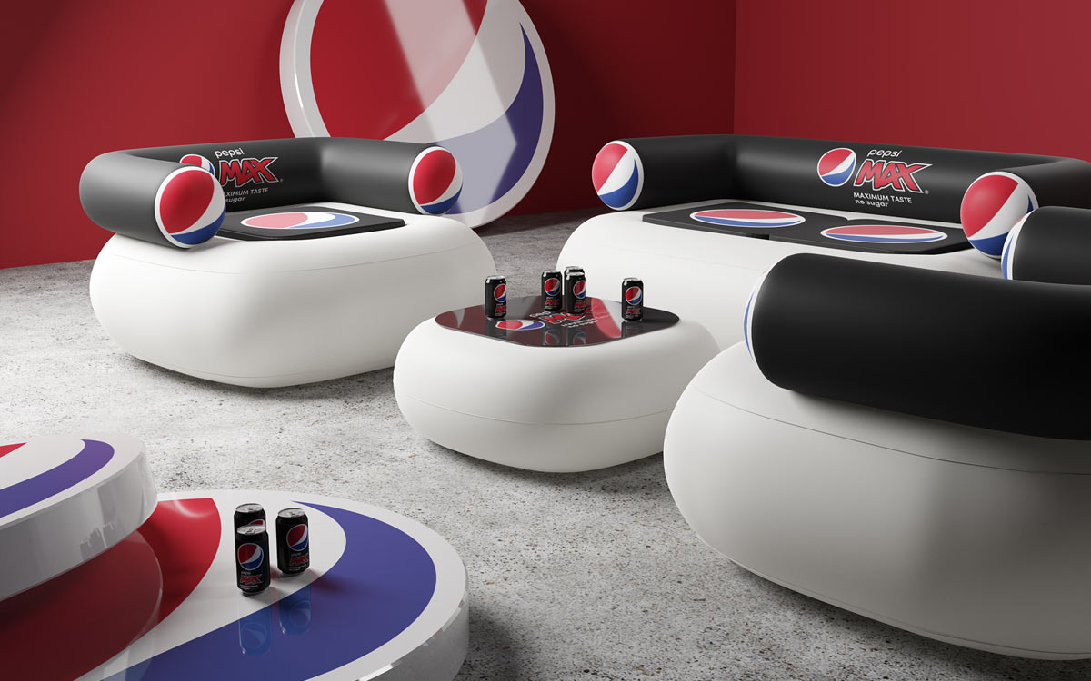3D mockup af oppustelige produkter