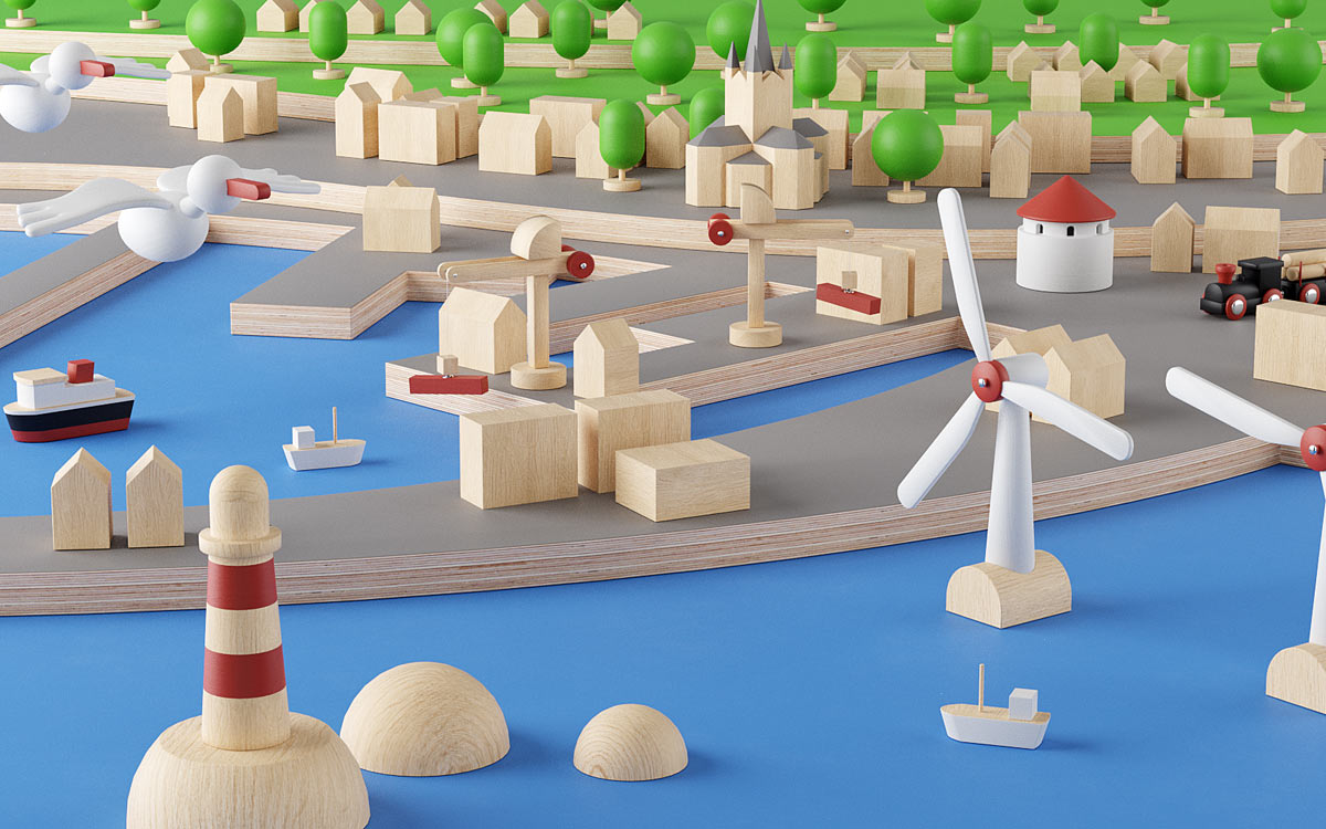 3D rendering af træstruktur