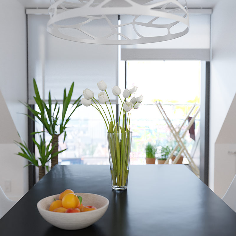3D rendering møbleret lejlighed