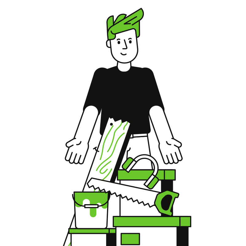 illustration af mand til affaldplus