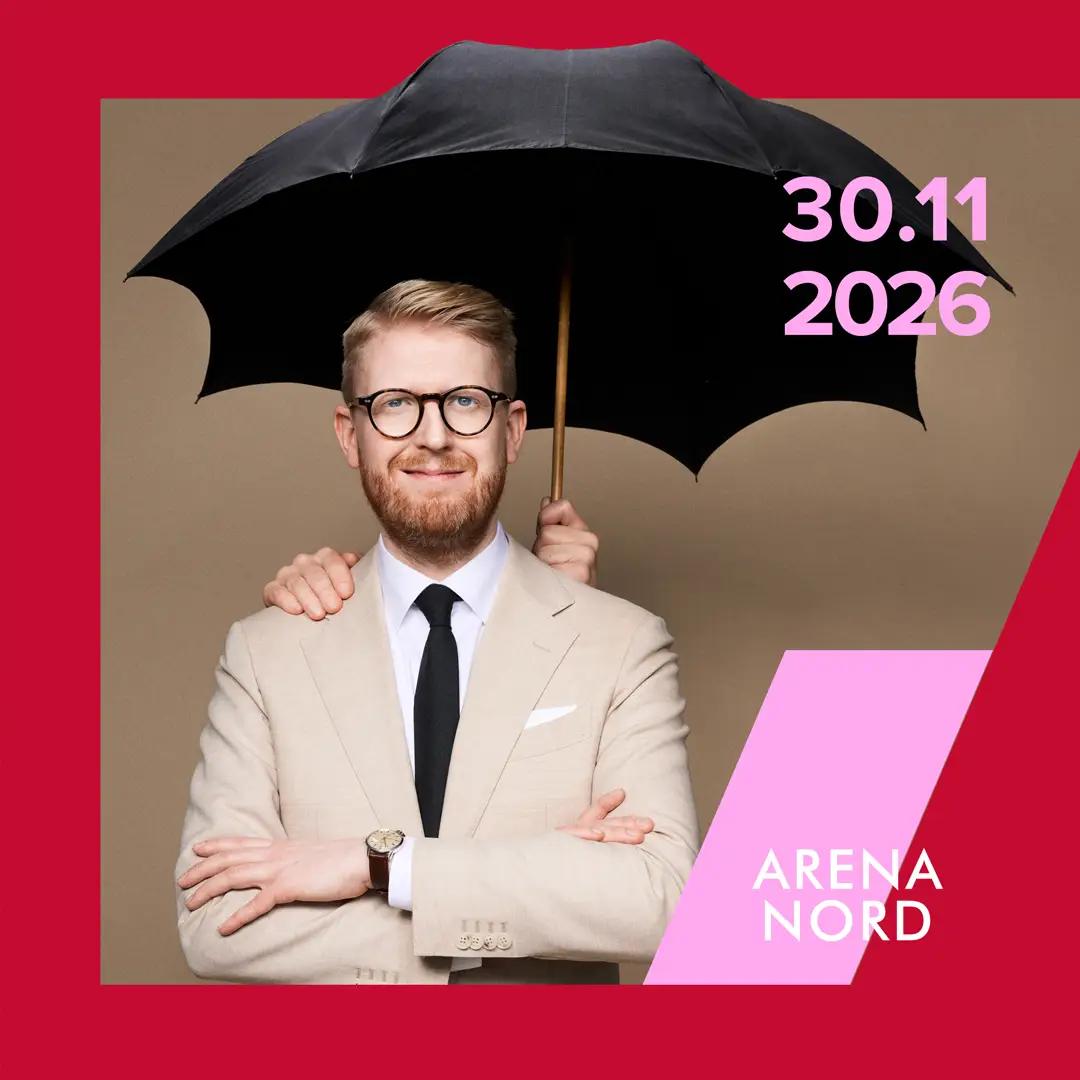 SoMe-banner for Nikolaj Stokholm stand-up show i Arena Nord