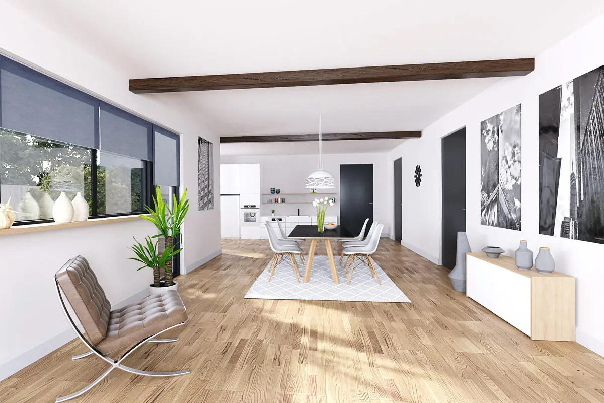 3D interiør visualisering og virtuel styling af moderne stue