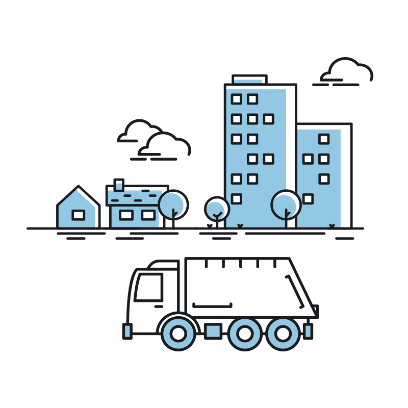 Illustration by og skraldebil til Klar Forsyning