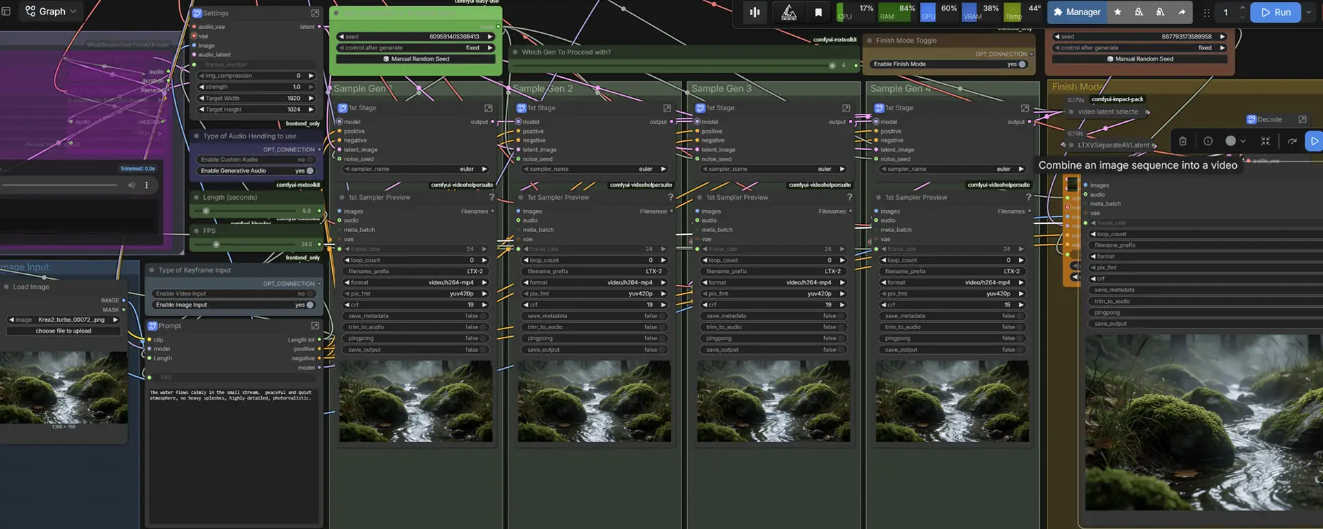 billede fra ComfyUI seedhunting af video med LTX