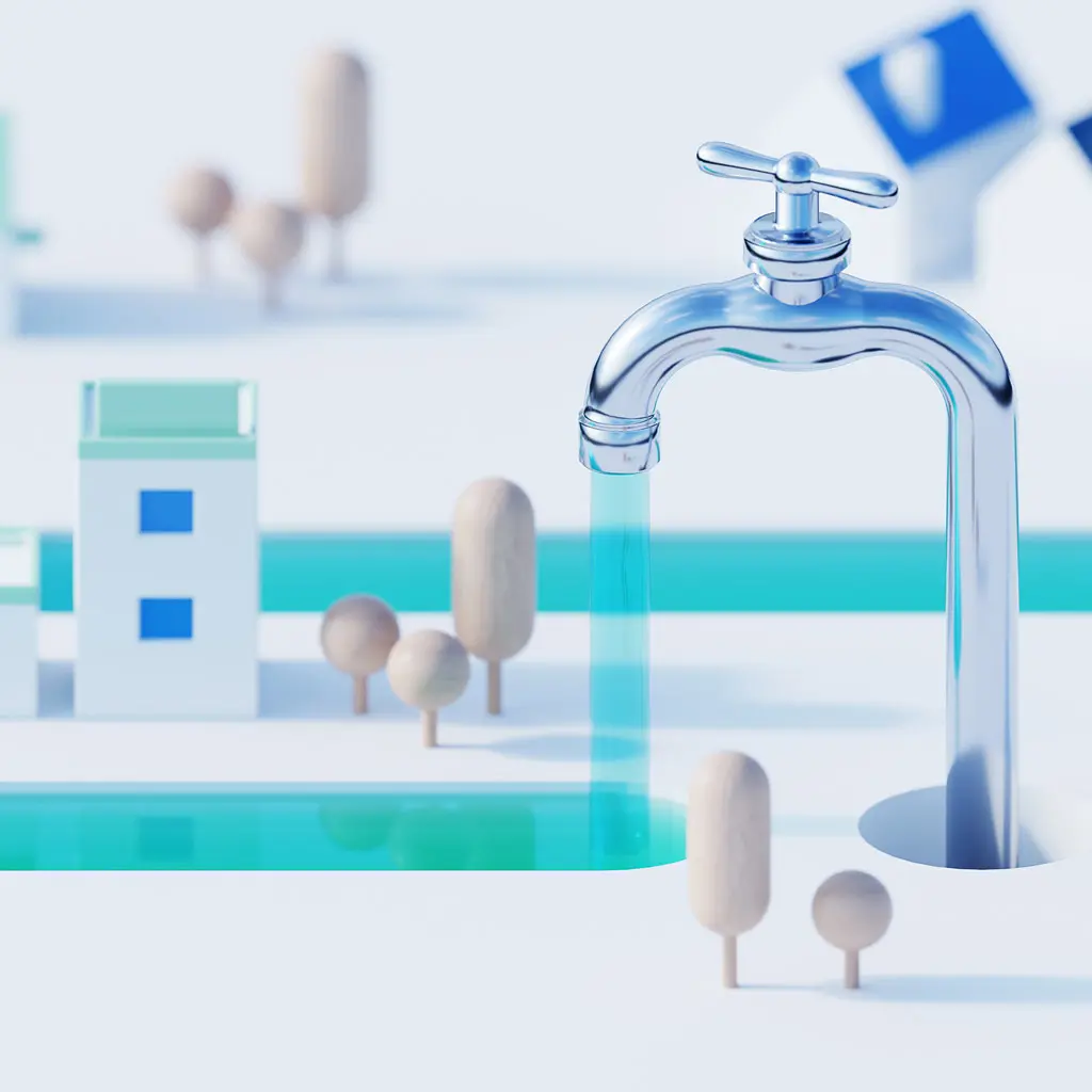 3D af minature miljø med vandhane